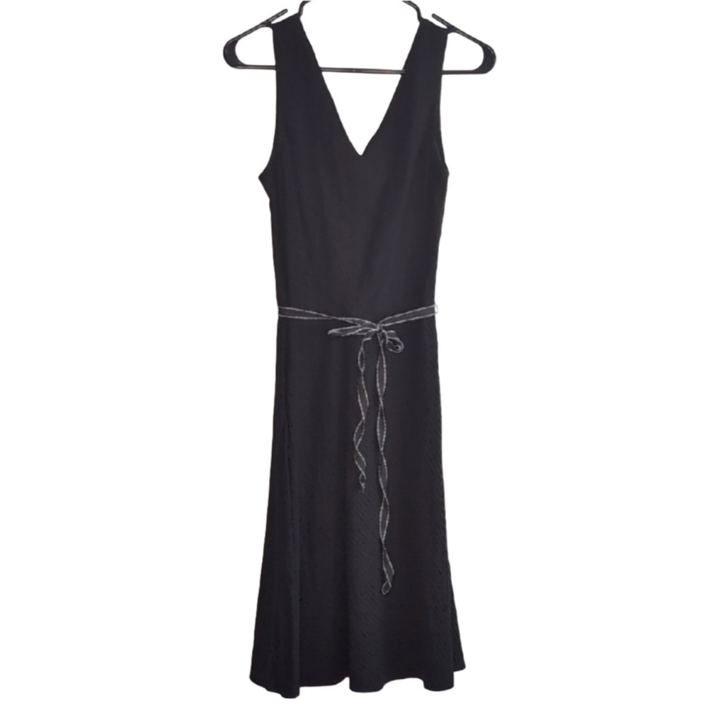 Connected Apparel Women's 8 Black Cotton Sleeveless Midi A line Summer Dress